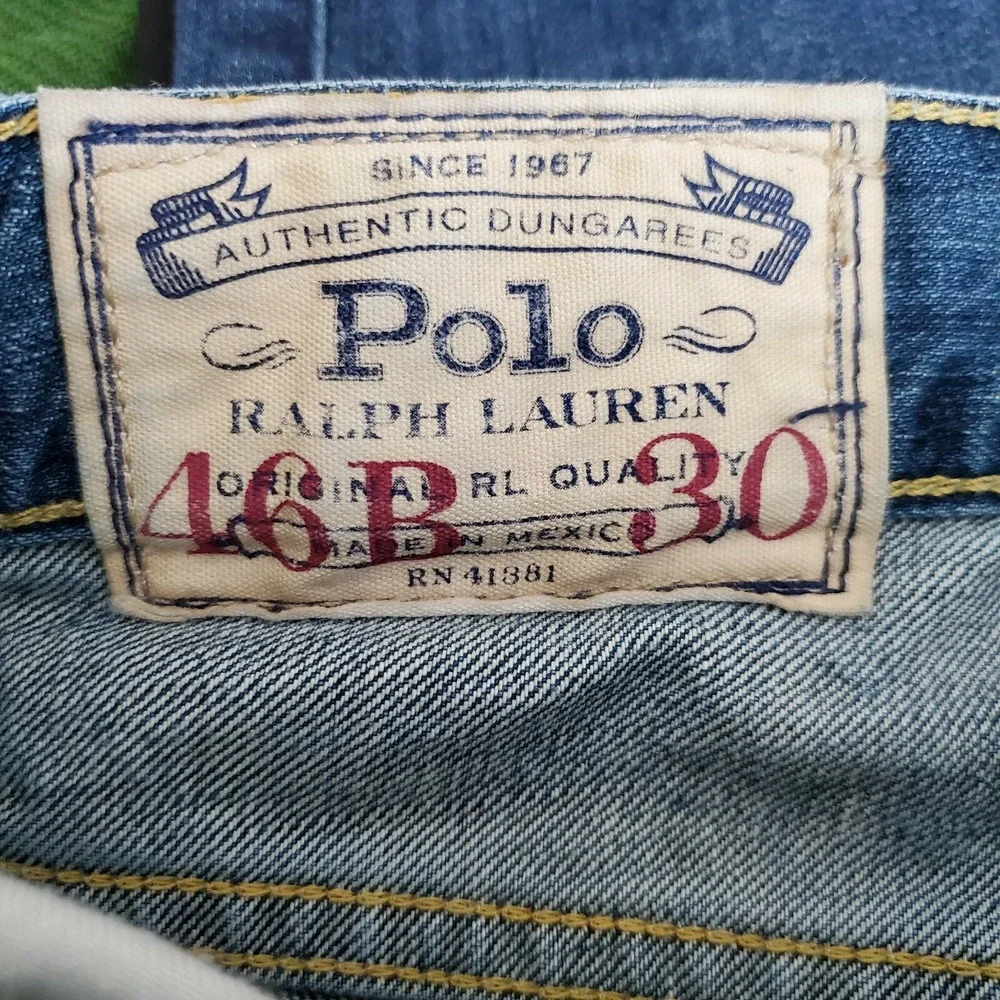 Polo Ralph Lauren Straight Men's Jeans Size 46Bx30 Blue Denim Zip Fly Pockets